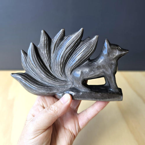Silver Sheen Obsidian Nine Tail Fox | Overseer Of The Shadow Realm