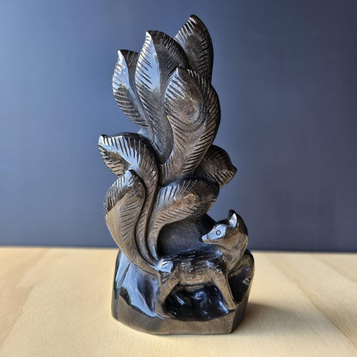 Silver Sheen Obsidian Nine Tail Fox | Spirit Moonfire