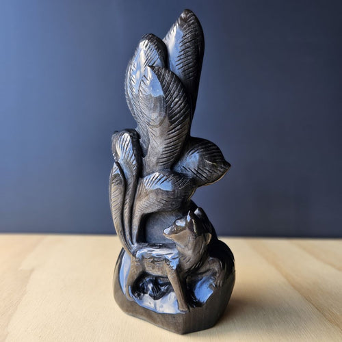 Silver Sheen Obsidian Nine Tail Fox | Spirit Moonfire