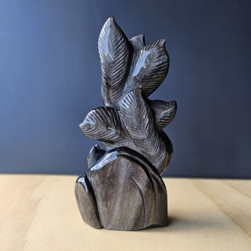 Silver Sheen Obsidian Nine Tail Fox | Spirit Moonfire
