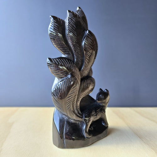 Silver Sheen Obsidian Nine Tail Fox | Spirit Moonfire
