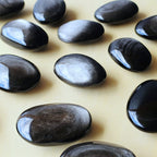 Silver Sheen Obsidian Palm Stones | Midnight Reflections