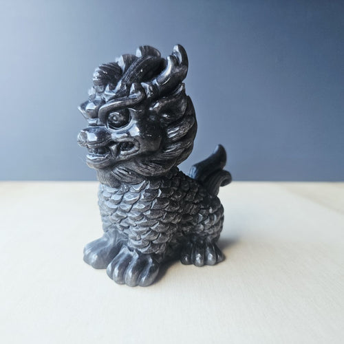Silver Sheen Obsidian Qilin | The SIlver Noble Guardian