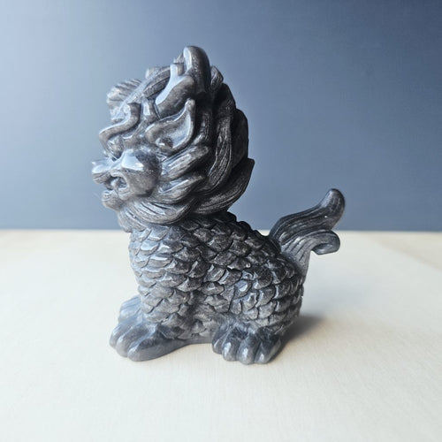 Silver Sheen Obsidian Qilin | The SIlver Noble Guardian