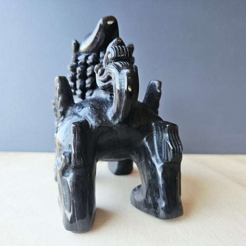 Silver Sheen Obsidian Qilin | The Silver Winged Guardian