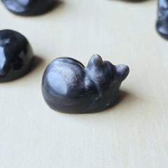 Silver Sheen Obsidian Sleeping Cats