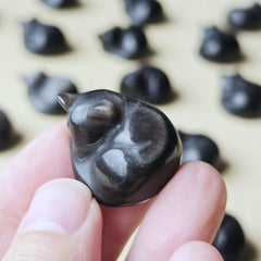 Silver Sheen Obsidian Sleeping Cats