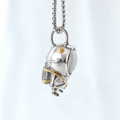 Muonionalusta Meteorite Spaceman Pendant | Titanium Necklace