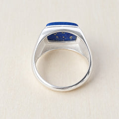 Men’s Lapis Lazuli Sleek Signet Ring – Sterling Silver