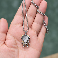 Muonionalusta Meteorite Spaceman Pendant | Titanium Necklace