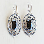 Smoky Quartz Faceted Filigree Earrings | Internal Grace
