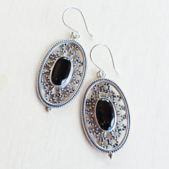 Smoky Quartz Faceted Filigree Earrings | Internal Grace