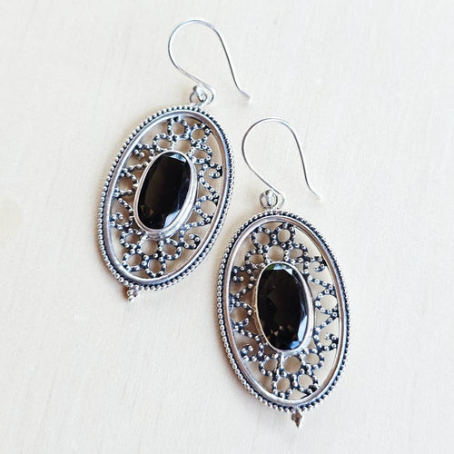 Smoky Quartz Faceted Filigree Earrings | Internal Grace