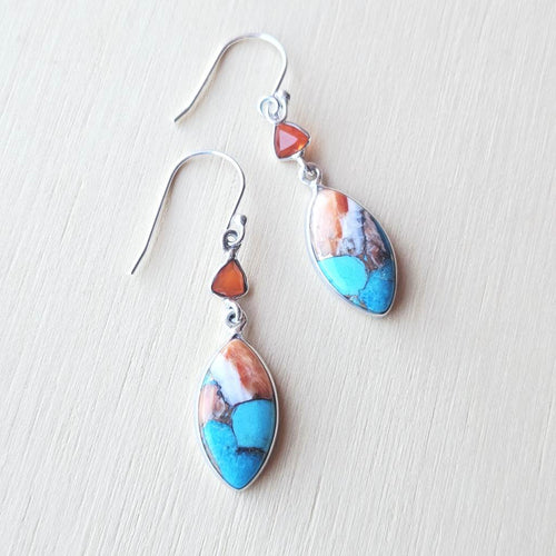 Spiny Oyster & Faceted Carnelian Earrings | Sierra Sunset