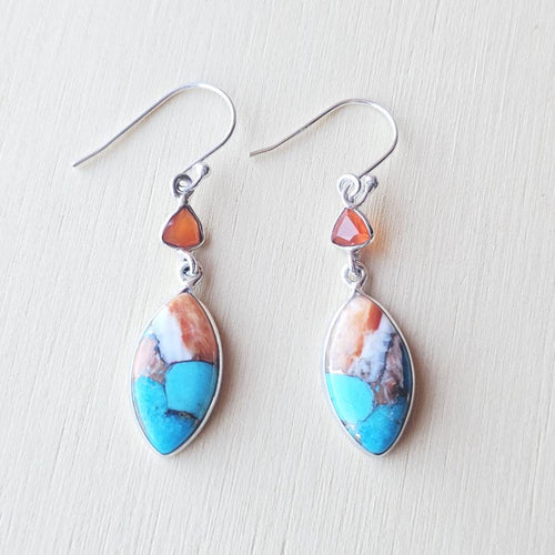 Spiny Oyster & Faceted Carnelian Earrings | Sierra Sunset