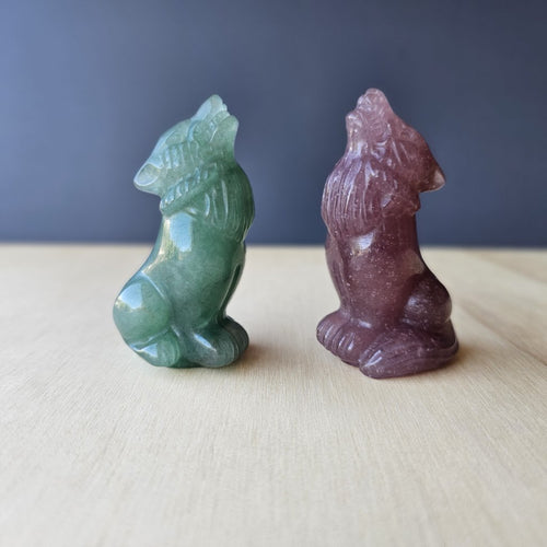 Strawberry Quartz & Aventurine Wolves | Guardians Of The Night