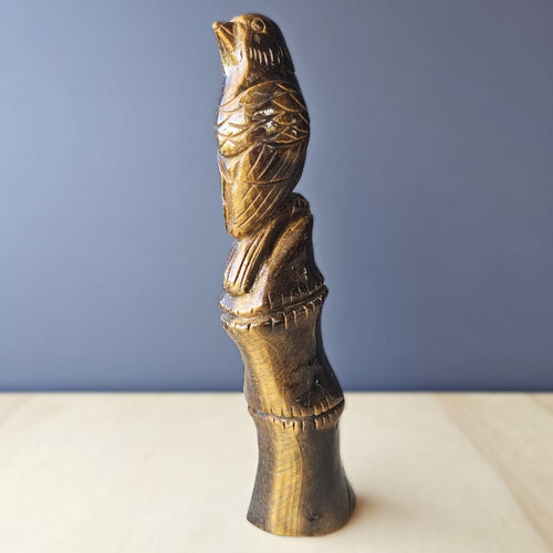 Tigers Eye Perched Bird Carving | Golden Perch