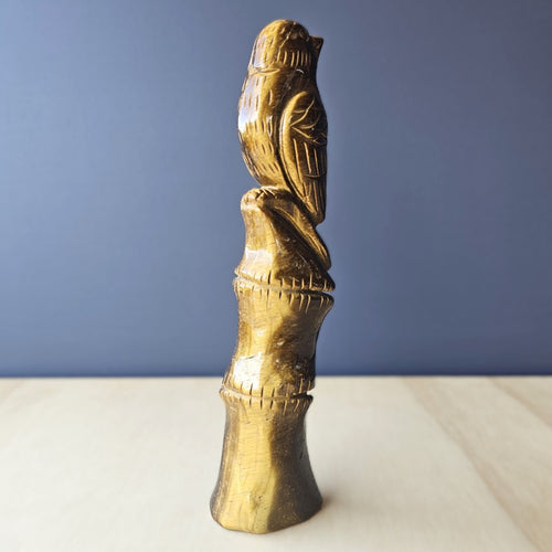Tigers Eye Perched Bird Carving | Golden Perch