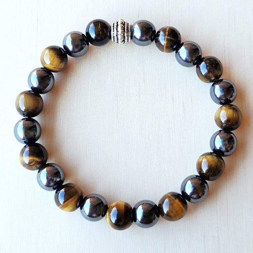 Tigers Eye & Hematite Crystal Bracelet | Strength & Shield