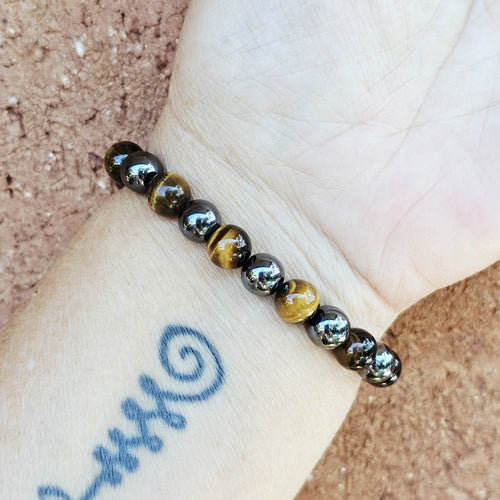 Tigers Eye & Hematite Crystal Bracelet | Strength & Shield
