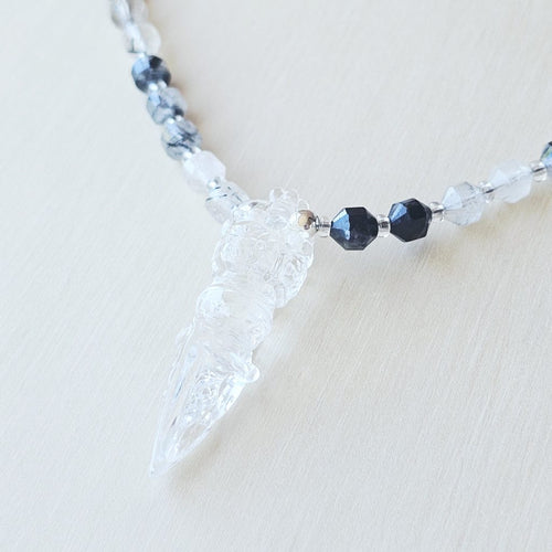 Tourmalinated Quartz Phurba Necklace | Sacred Alignment