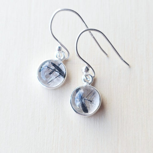 Tourmaline In Quartz Earrings | Dual Frequency
