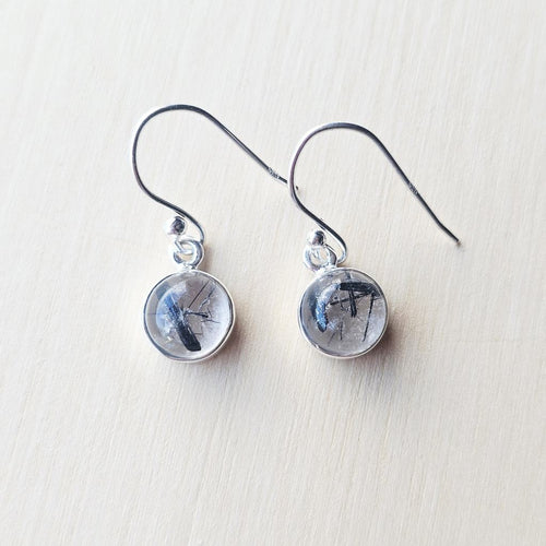 Tourmaline In Quartz Earrings | Dual Frequency