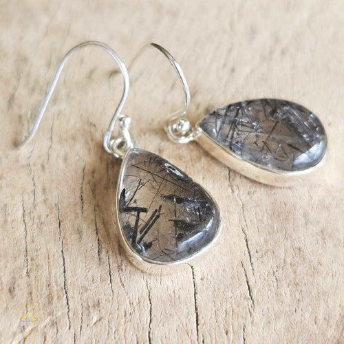 Tourmaline In Quartz Earrings | Protector of the Light