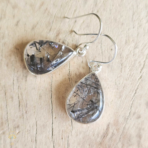 Tourmaline In Quartz Earrings | Protector of the Light