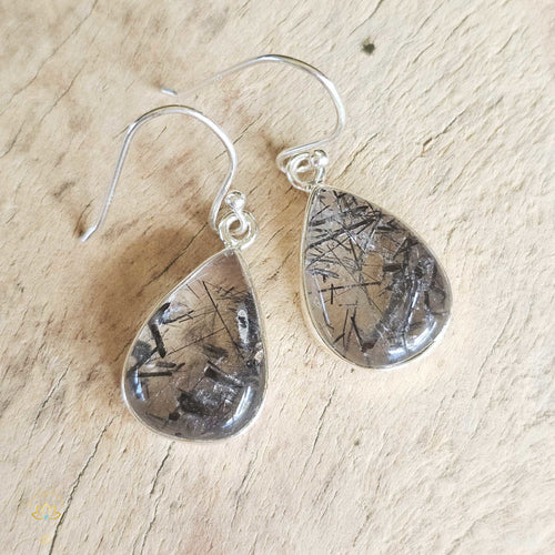 Tourmaline In Quartz Earrings | Protector of the Light