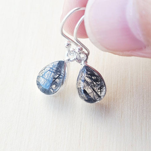 Tourmaline In Quartz Earrings | Shadow Light