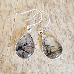 Tourmaline In Quartz Earrings | Warrior Allies – Divine Crystal Heart