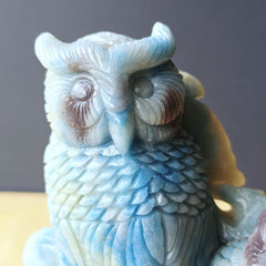Trolleite Mother & Young Owl Carving | Under My Wing