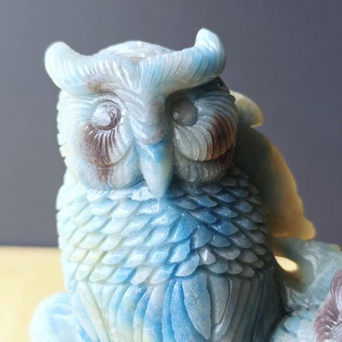 Trolleite Mother & Young Owl Carving | Under My Wing