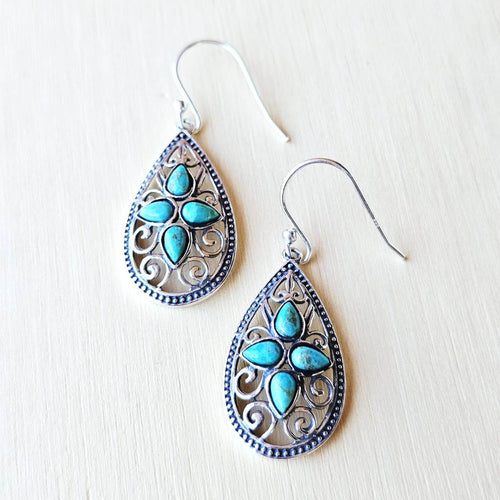 Turquoise Earrings | Waves Of Filigree