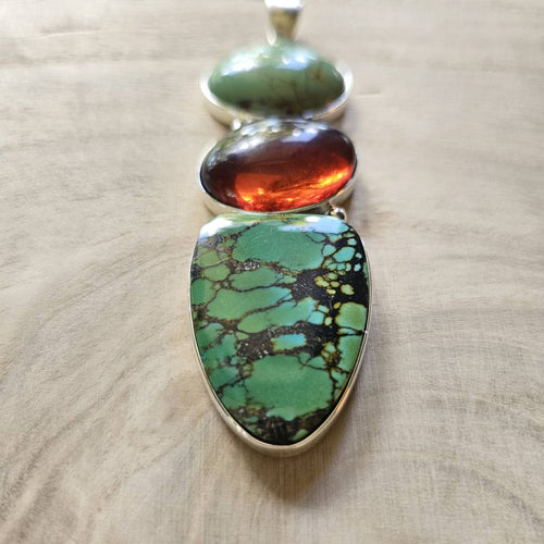 Turquoise & Amber Pendant | Grounding into Gaia