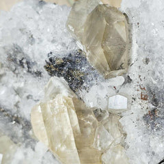 Dodecahedral Calcite on Quartz Specimen | Fujian Province