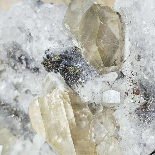 Dodecahedral Calcite on Quartz Specimen | Fujian Province