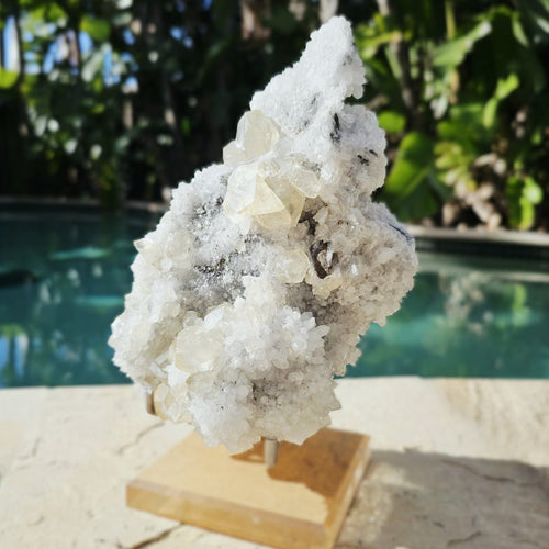 Dodecahedral Calcite on Quartz Specimen | Fujian Province