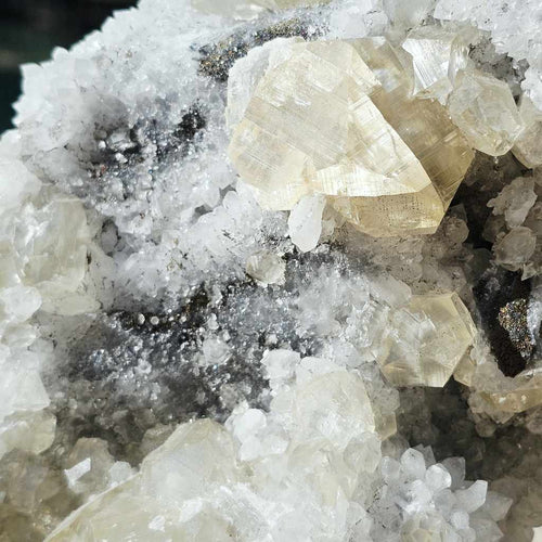 Dodecahedral Calcite on Quartz Specimen | Fujian Province