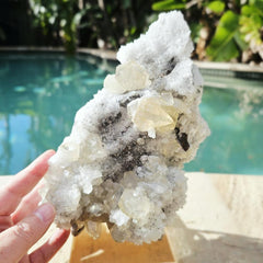 Dodecahedral Calcite on Quartz Specimen | Fujian Province