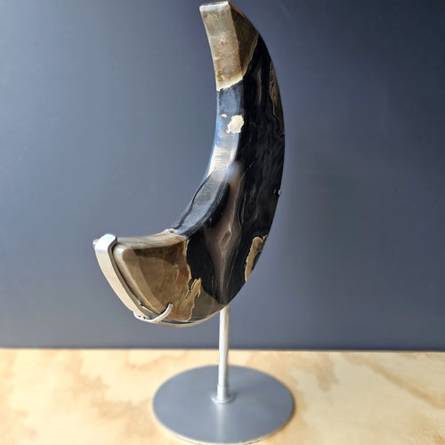 Volcanic Agate Extra Large Moon | On Custom Stand