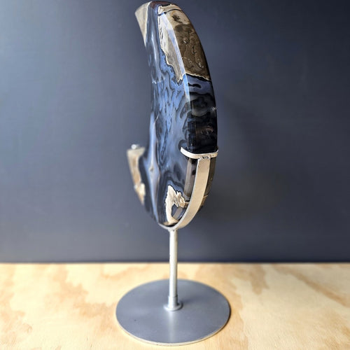 Volcanic Agate Extra Large Moon | On Custom Stand