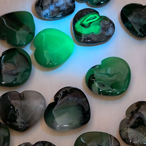 Volcanic Agate Hearts | Hidden Glow