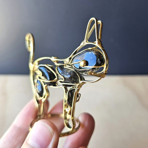 Wire Wrapped Obsidian Cat | Shadow Whiskers