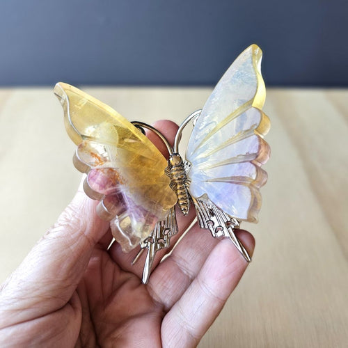 Yellow Fluorite Butterfly | Carving