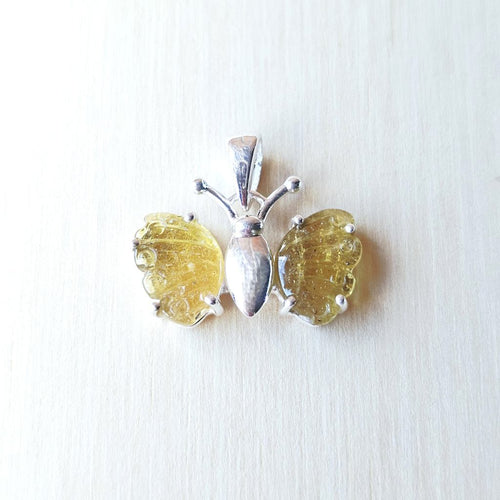 Yellow Tourmaline Butterfly Pendant | Wings Of Balance