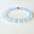 Aquamarine crystal bracelet handmade in Australia with A-grade natural gemstones for calm and clarity.