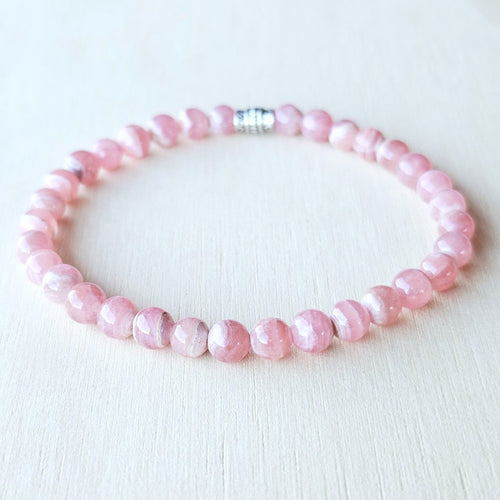 Rhodochrosite bracelet handmade in Australia for compassion and calm.