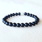 Handmade Black Obsidian crystal bracelet for grounding and psychic protection.